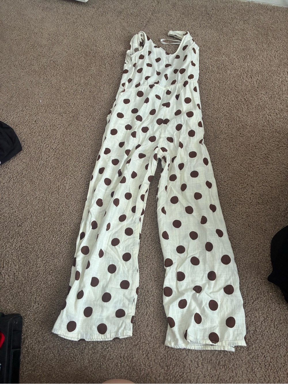 Monteau Cream Polka Dot Sleeveless Jumpsuit